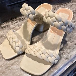 Dolce vita white braided heels